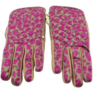Handschoenen met moerbeiprint in bruin leer