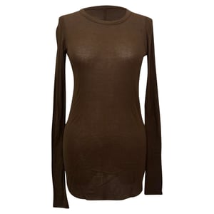 Rick Owens ribbad långärmad t-shirt i brun viskos