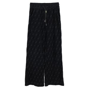 Fendi FF broek met wijde pijpen en trekkoord in zwart fluweel