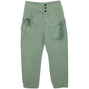 Isabel Marant Etoile cargo broek met plooien en zakken in groen linnen