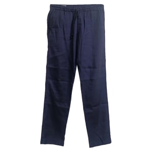 Dries Van Noten rechte broek met trekkoord in marineblauw linnen