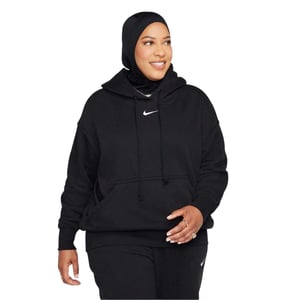 Nike Phoenix-fleece-tröja med huva i oversize-modell för damer (Svart/vit)