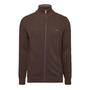 Men's Gant Cotn Pique Zp C in BROWN MELANGE