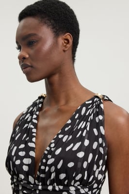 Polka Dot Crinkle Cross Back Georgette Woven Jumpsuit
