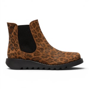 Fly London Dames Leopard Tan Chelsea Suède Leer Enkellaarzen - SALV195