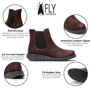Fly London Dames Bourgogne Chelsea Suède Leren Enkellaarzen - SALV195