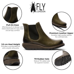 Fly London Dames Diesel Groene Chelsea Leren Enkellaarzen - SALV195