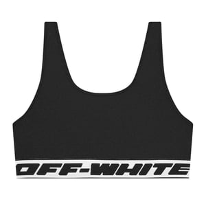 Off White Bikinitop met opschrift voor meisjes (Zwart)