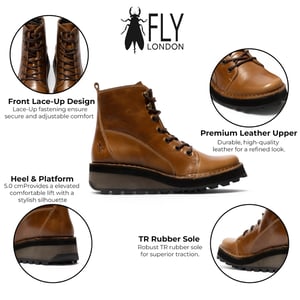 Fly London damer i beige lädersnörstövlar - HAZI147
