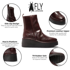 Fly London Damernas vinläder-kilklackade plattformstövlar - HEIJ272