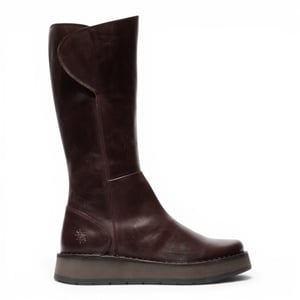 Fly London Damer Wine Leather High Pull On långa stövlar - RHEA042