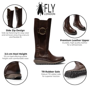 Fly London Women Brown Leather Knee-Long Stövlar - SOIF361