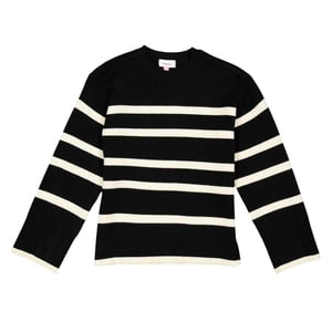 Vero Moda Saba gestreepte trui met ruime pasvorm voor kinderen (Zwart/berken)