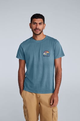 'Jacob' Men's Cotton T-Shirt Comfy Beach Summer Casual Tee Blue
