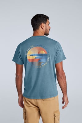 'Jacob' Men's Cotton T-Shirt Comfy Beach Summer Casual Tee Blue