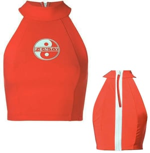 Puma x Rihanna Fenty Crop Halter Womens Orange Top