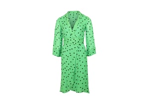 Ganni Dainty Polka Dot Klänning i Grön Viskos