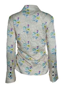 Ganni, blommig skrynklig blus