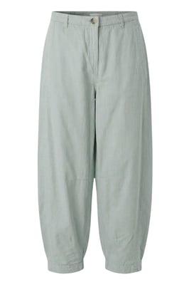 Linen Blend Barrel Leg Trousers