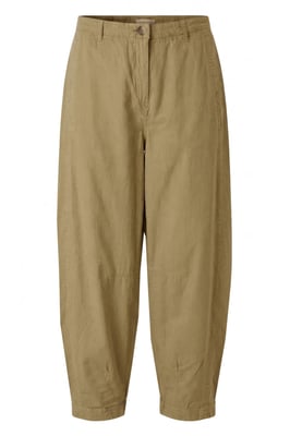 Linen Blend Barrel Leg Trousers