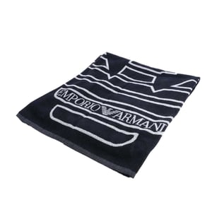 Emporio Armani EA7 Grote geweven strandhanddoek met logo (Marine)