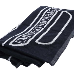 Emporio Armani EA7 Grote geweven strandhanddoek met logo (Marine)