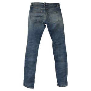 Saint Laurent Versleten Slim-Fit Jeans in Blauwe Katoenen Denim