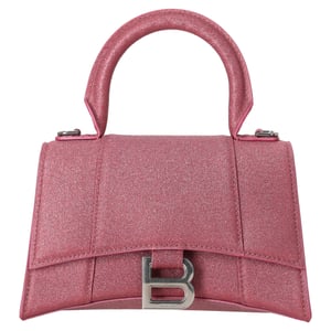Balenciaga Hourglass XS Top Handle-väska i rosa glitter