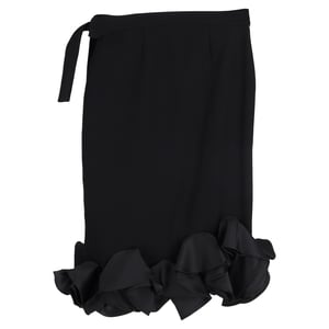 Victoria Beckham Rimpelzoom Midi Rok in Zwarte Wol
