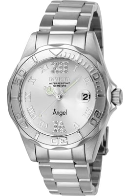 Invicta Angel 14396 Dameshorloge - Quartz Uurwerk - Roestvrij Staal met Zilveren Wijzerplaat - 38 mm