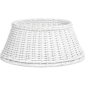 WDMT Rieten kerstboomrok wit Ø56 x 22 cm – kerstboommand van gevlochten riet –