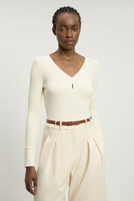 Knit Pointelle Stitch Detail Top