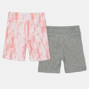 Girls Reebok 2 Pack Slim Fit Bermuda Shorts in Silver
