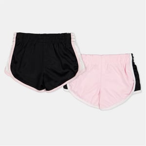 Girls Reebok 2 Pack Black Bermuda Shorts in Pink Lady