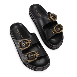Kurt Geiger London Leather Mayfair 2 Buckle Sandal Sandals