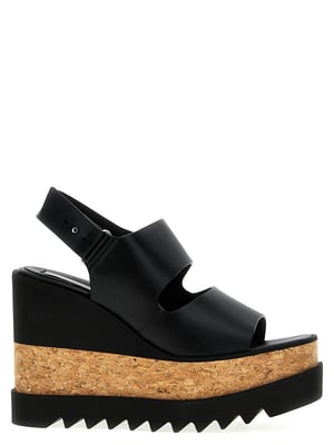 Stella McCartney Zwarte Polyester Wedge Sandalen