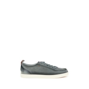Santoni Grijze Kalfsleren Bos Taurus Lage Sneakers