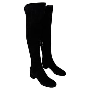 Gianvito Rossi Block-Heel Knee-High Boots in Black Suede