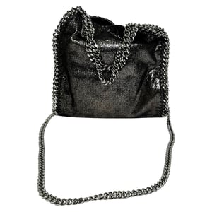 Stella McCartney Falabella Shoulder Bag in Black Metallic Faux Leather