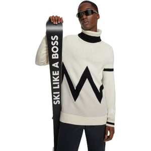 Men's Boss Turtle Neck Long Sleeve Sweater in Light Beige
