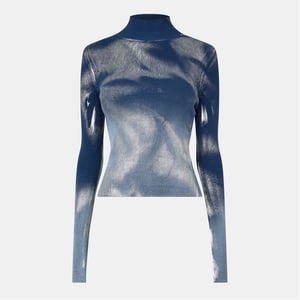 Women's Diesel Turtleneck Slim Fit Long Sleeve Sweater in Faded Denim