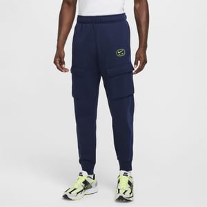 Men's Nike NSW SW AIR CARGO PANT FLC BB in Navy/Volt