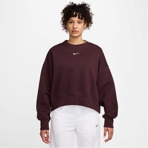 Women's Nike Sportswear Phoenix Fleece Over Oversized Crewneck Sweatshirt in Burgundy Crush