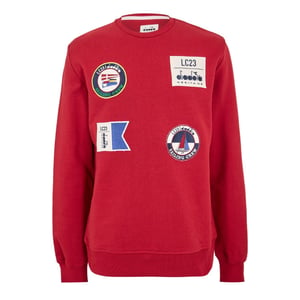 Men's Diadora Sailing Patch Crew Neck Long Sleeve Sweatshirt in Grey