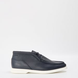 Men's Boss Sienne Textured Moc Toe Chukka Boots in .Dark Blue