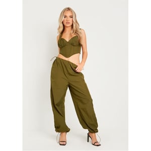 Women's Missy Empire Cargo Trousers With Toggle in Khaki