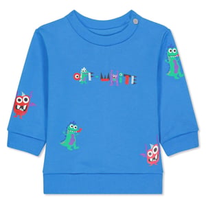 Boys Off White Monster Crew Neck Regular Fit Sweater in Blue