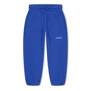 Boys Off White Fleece Regular Fit Joggers in Blue