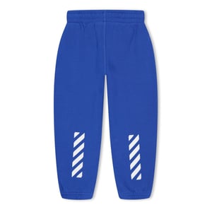 Boys Off White Fleece Regular Fit Joggers in Blue