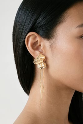 Orchid Flower Fringed Statement Earrings
